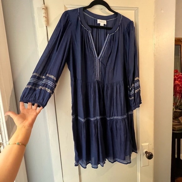 Velvet by Graham & Spencer Tina Boho Tiered Dress S Sequins and Embroidery - Picture 12 of 15
